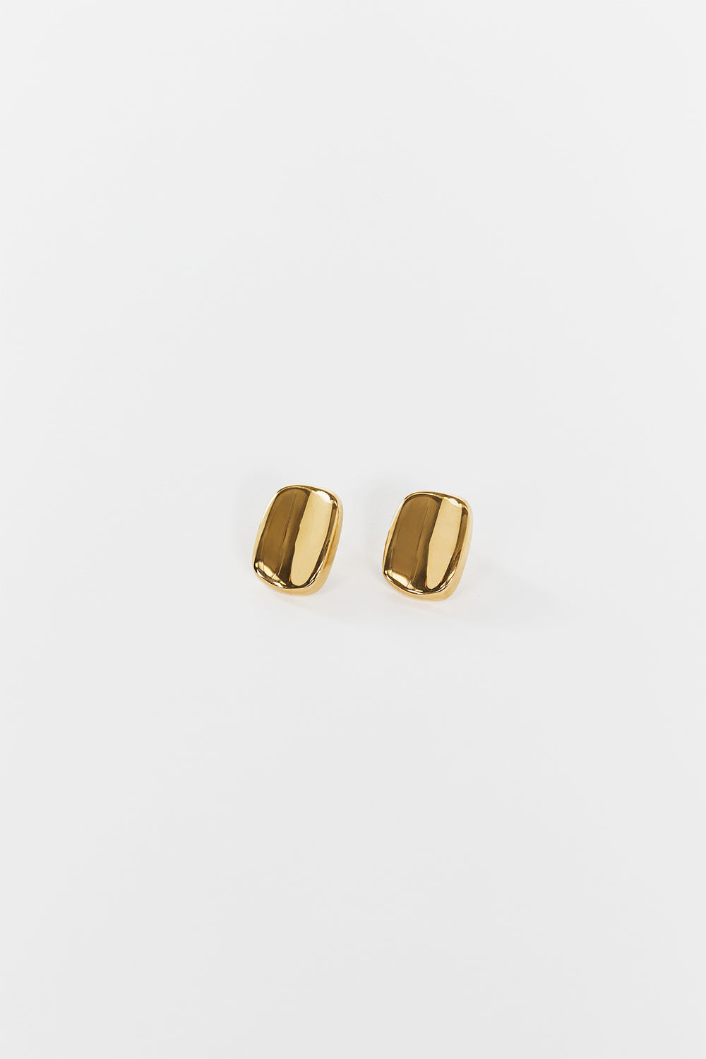 LUV AJ Gold Plated Melrose Stud Earrings – 18k Curved Rectangle