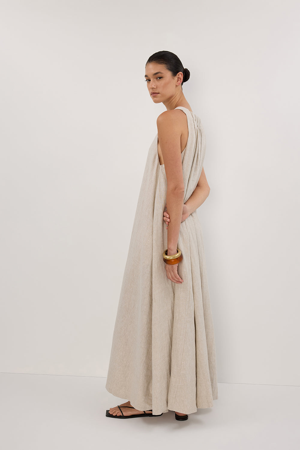 Isabelle Sleeveless Linen Midi Dress with Pockets – A-Line Summer Dress