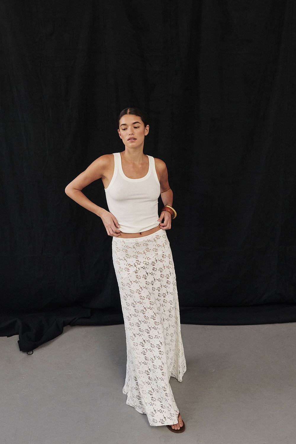 LEE Women's White Ribbed Knit Tank Top