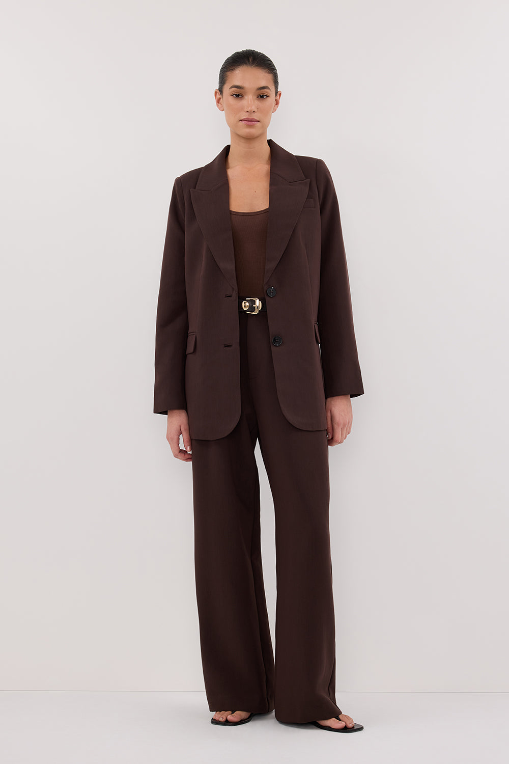 ELLE Women's Dark Chocolate Blazer with Shoulder Design