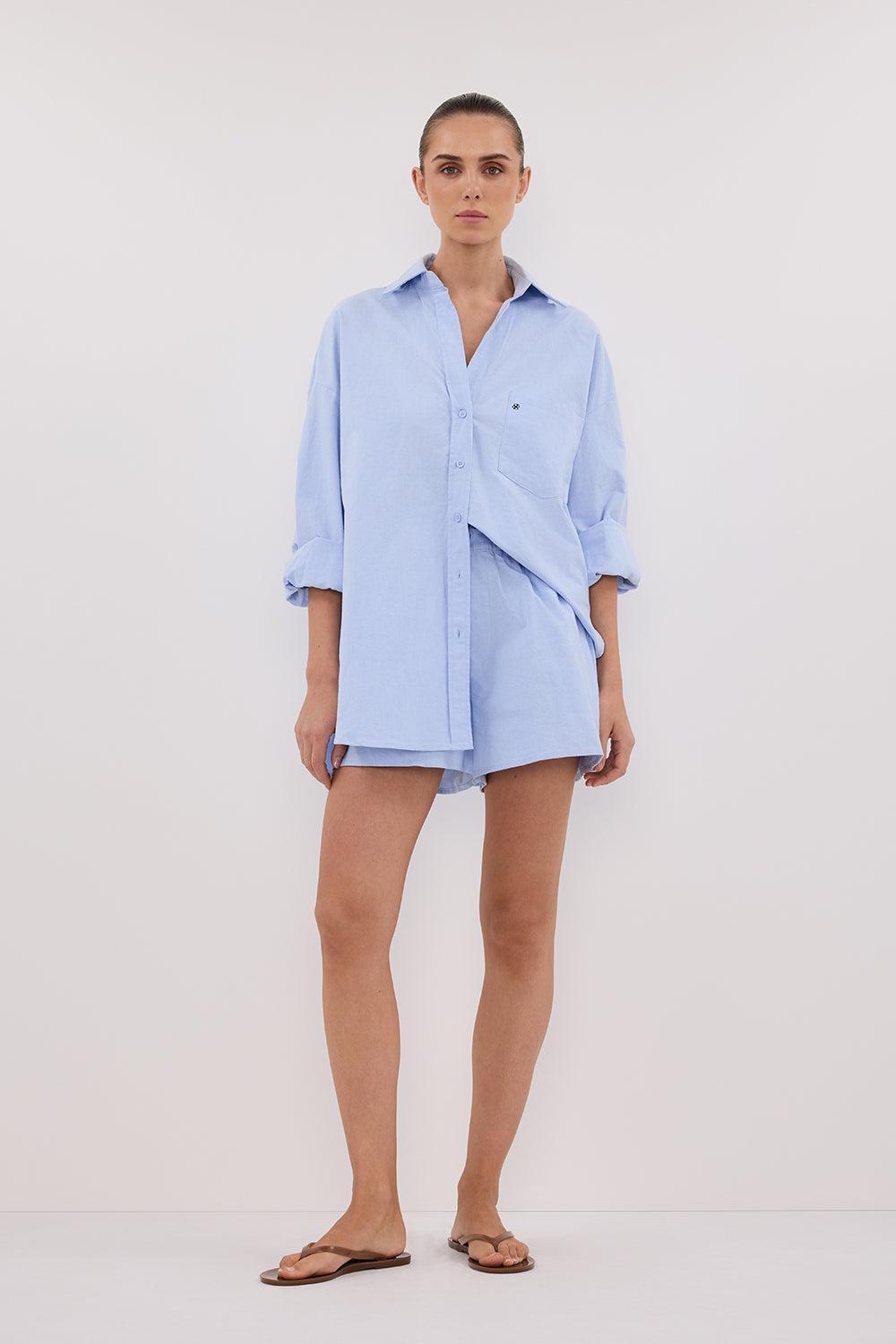 DISSH Rhea Blue Cotton Boxer Shorts with Side Pockets