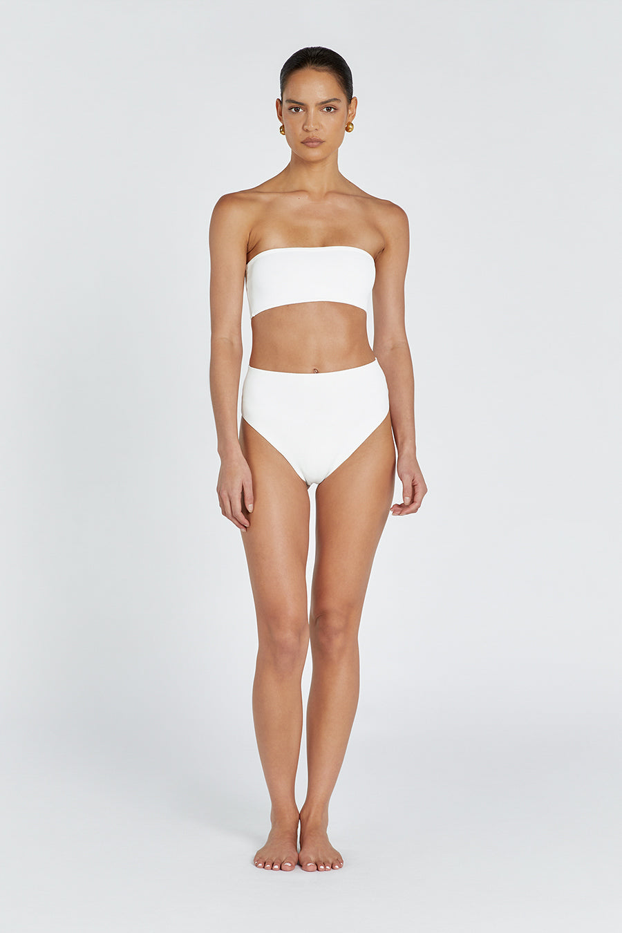 Off White Stretchy Bandeau Top - Lightweight Knit