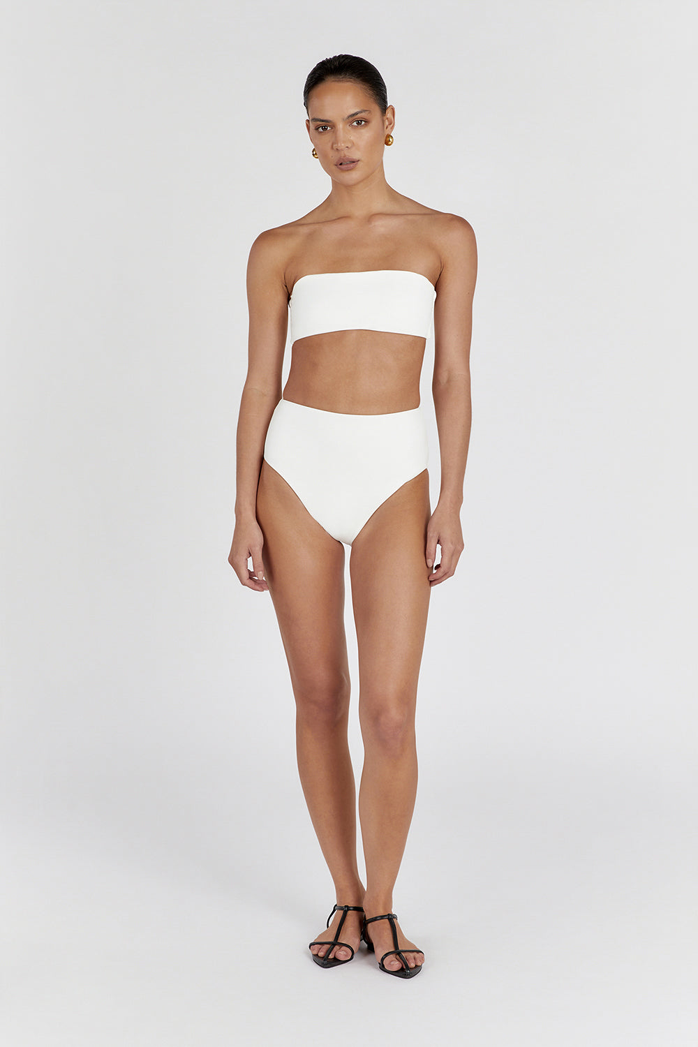 Callie High Waisted Briefs - Off White, Stretchy REPREVE Fabric