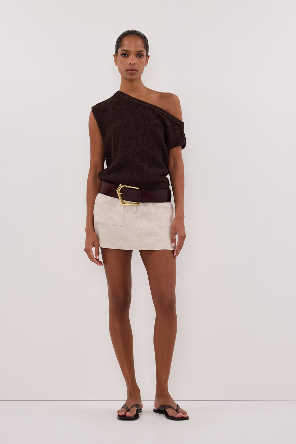 Eva High Waisted Linen Skort with Concealed Shorts & Pockets