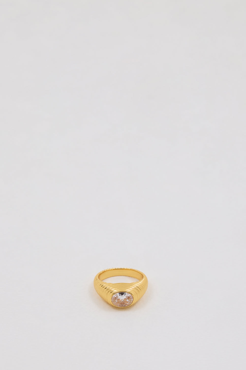 Amber Sceats Gold Plated Birch Ring with Cubic Crystal