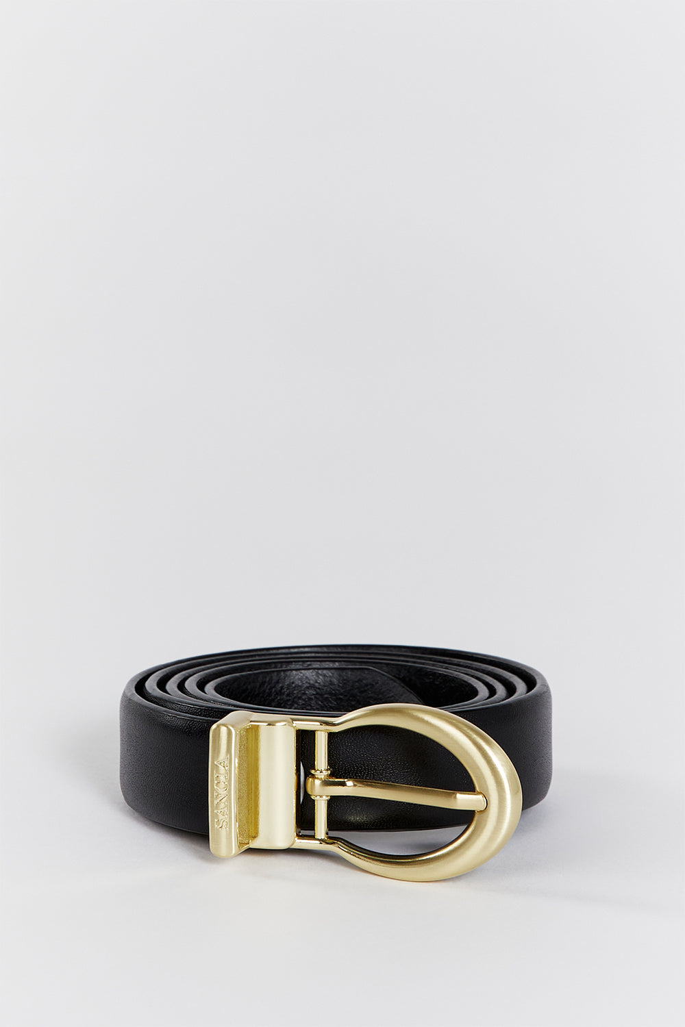 Sancia Mischa Leather Waist Belt - Black with Gold Hardware