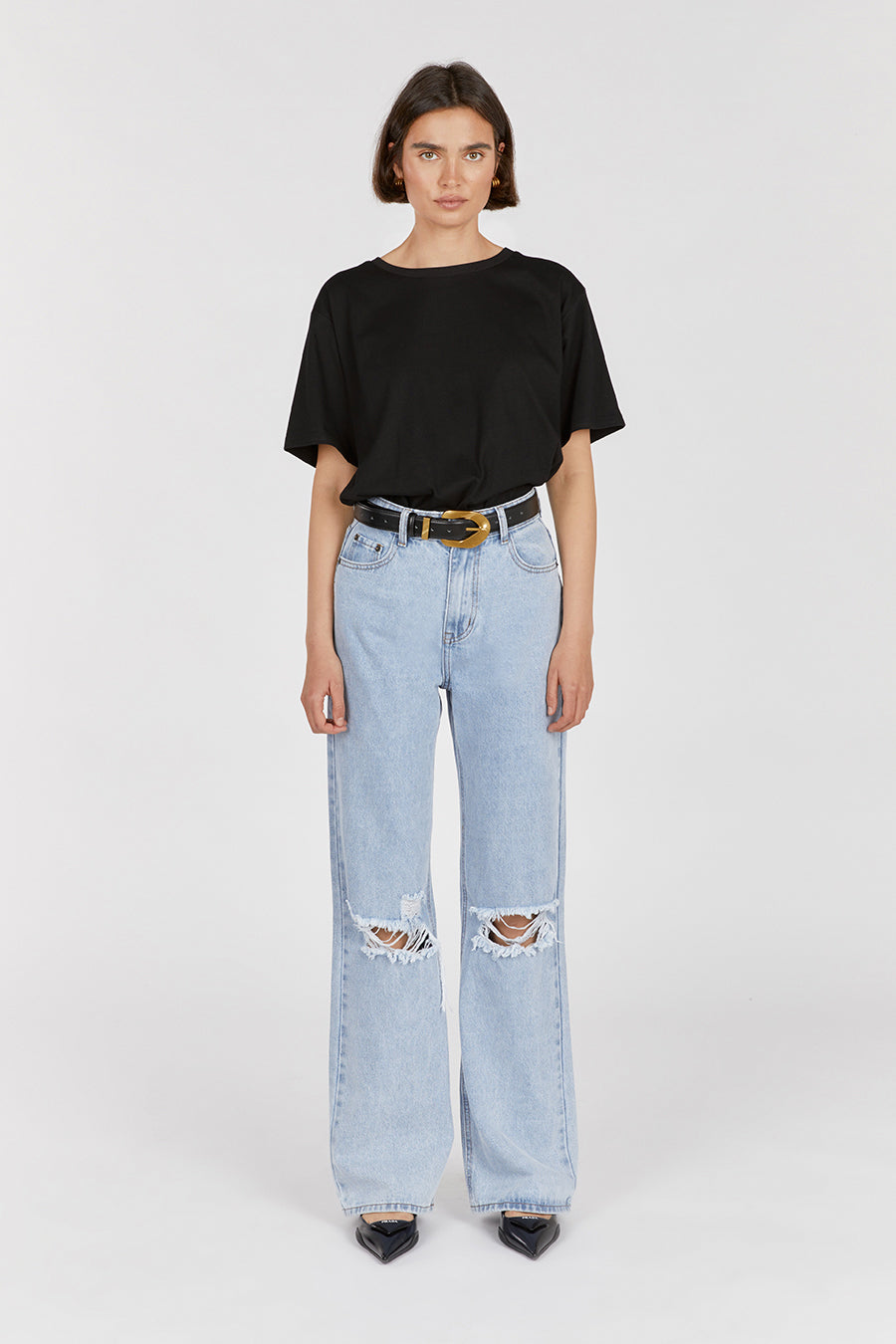 Archie Blue High Rise Ripped Jeans for Women - Distressed Denim