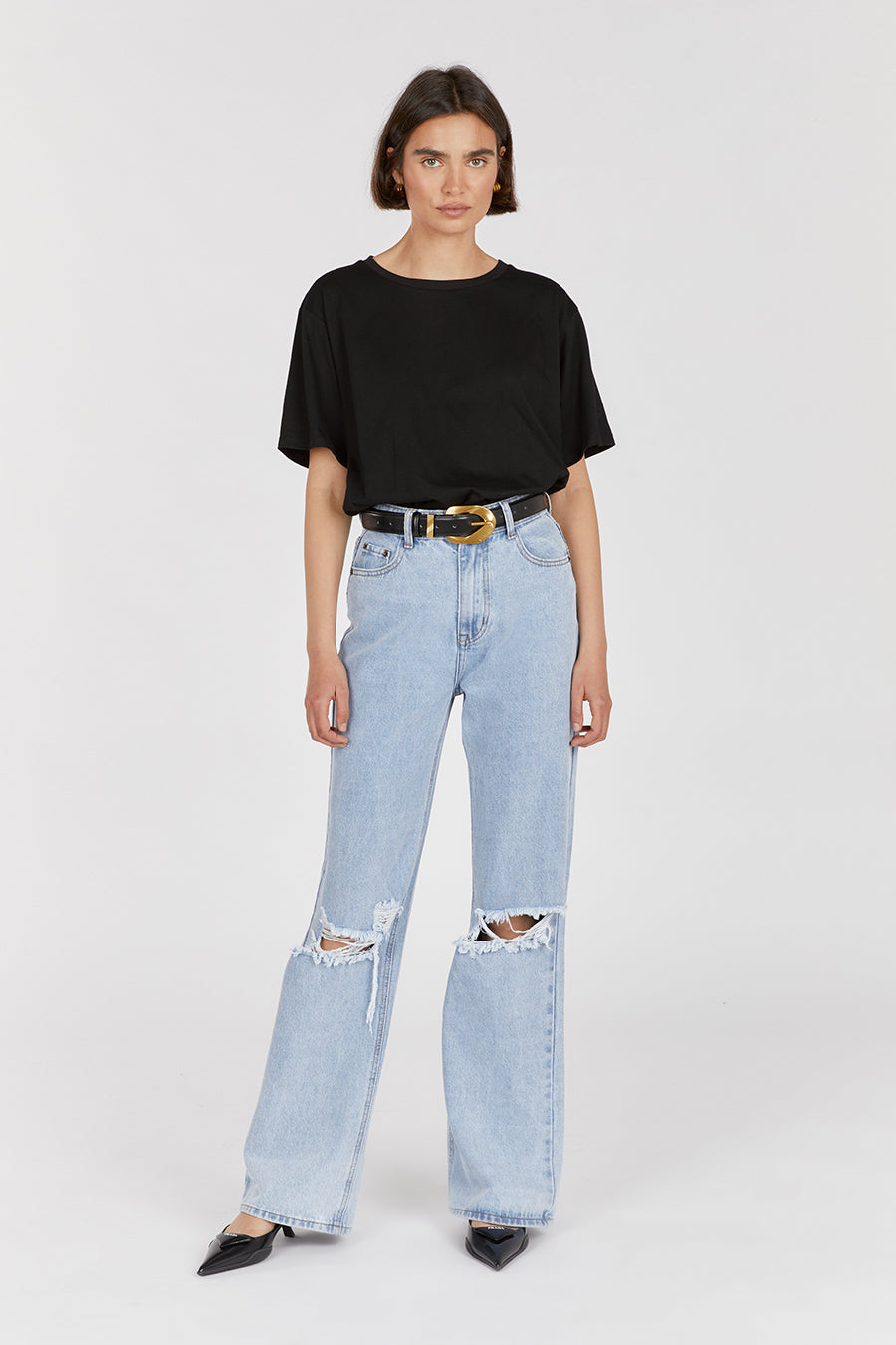 Archie Blue High Rise Ripped Jeans for Women - Distressed Denim