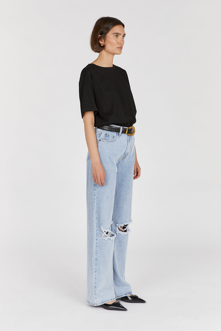 Archie Blue High Rise Ripped Jeans for Women - Distressed Denim