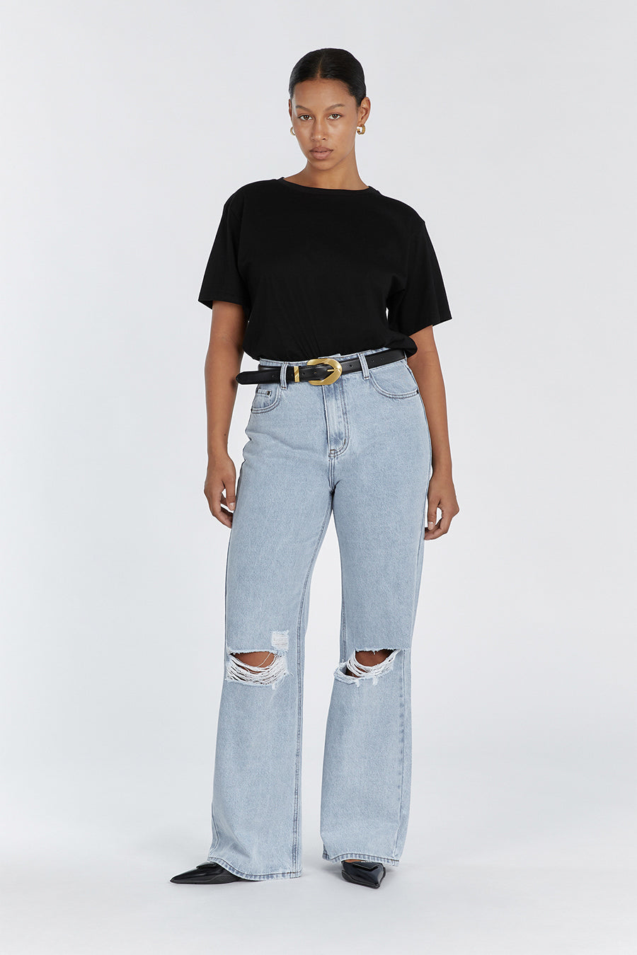 Archie Blue High Rise Ripped Jeans for Women - Distressed Denim