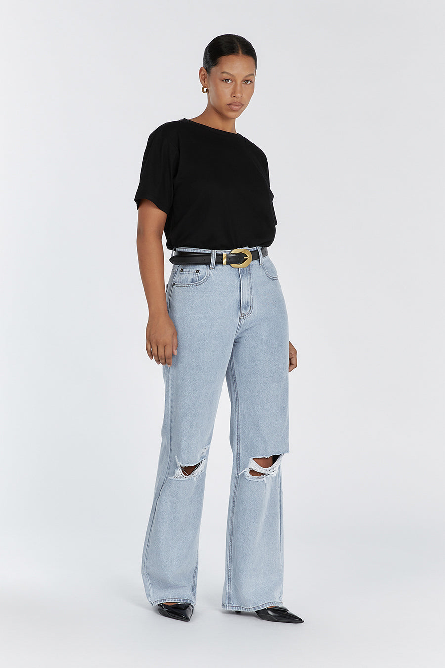 Archie Blue High Rise Ripped Jeans for Women - Distressed Denim