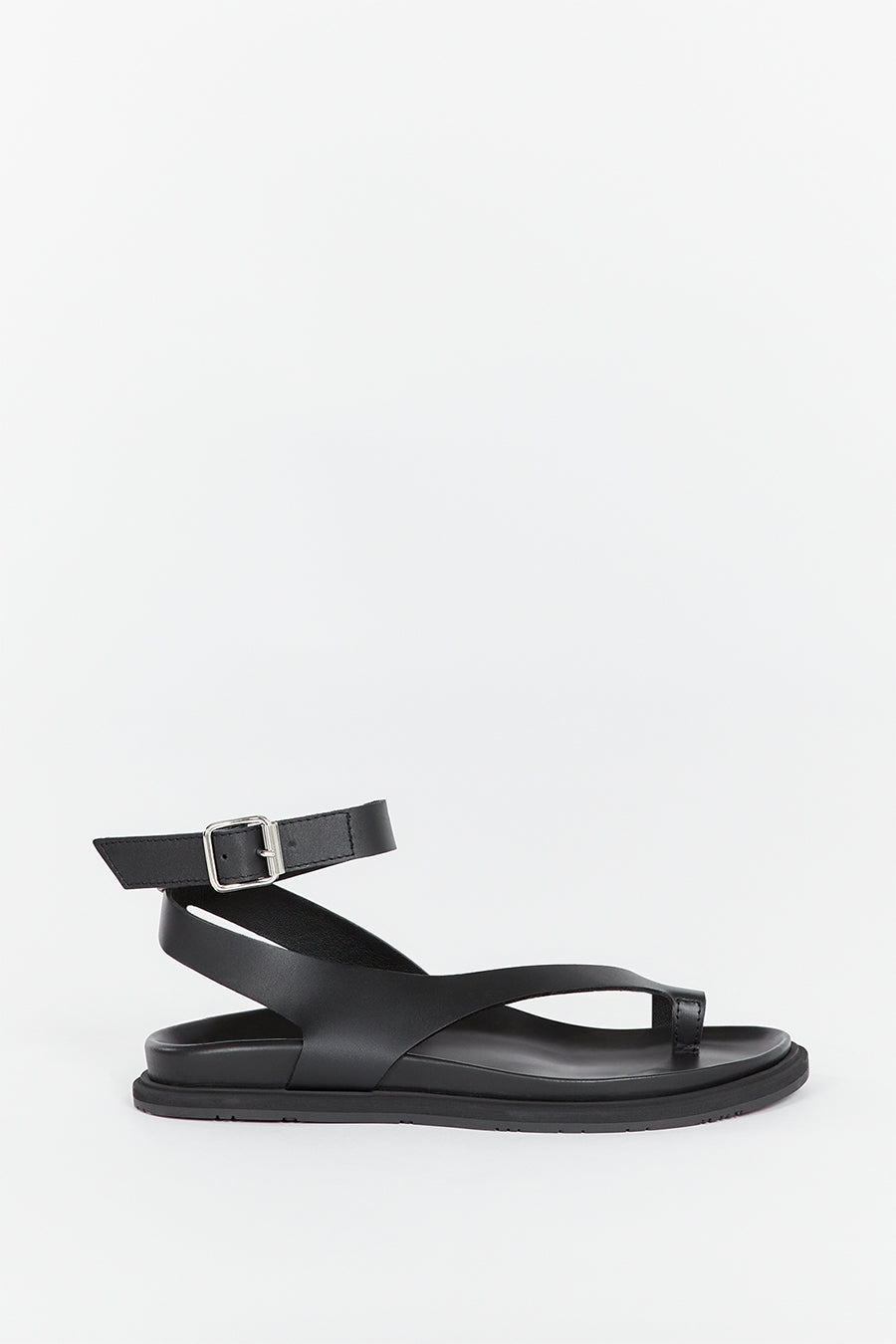 DOF Studios Adele Nero Leather Sandals with Buckle | Made in Italy