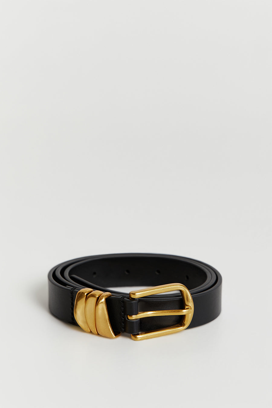 Gracie Black Leather Belt for Men with Gold Hardware – Adjustable Waist Belt