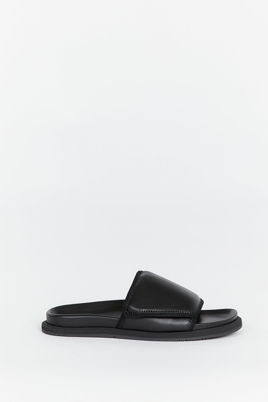 DOF Studios Amara Nero Leather Slide Sandals – Made in Italy