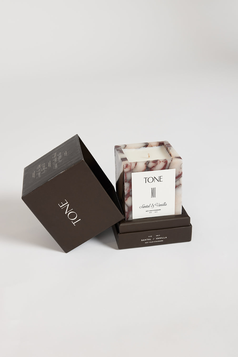 Not Your Standard Tone Candle - Santal Vanilla Scent in Marble Vessel