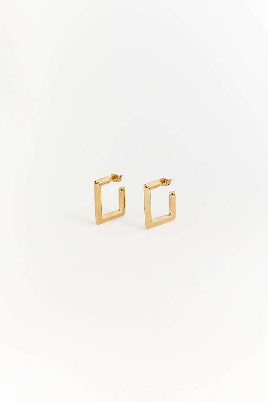 18k Gold Plated Hoop Earrings | Cendre Merci Rectangular Design