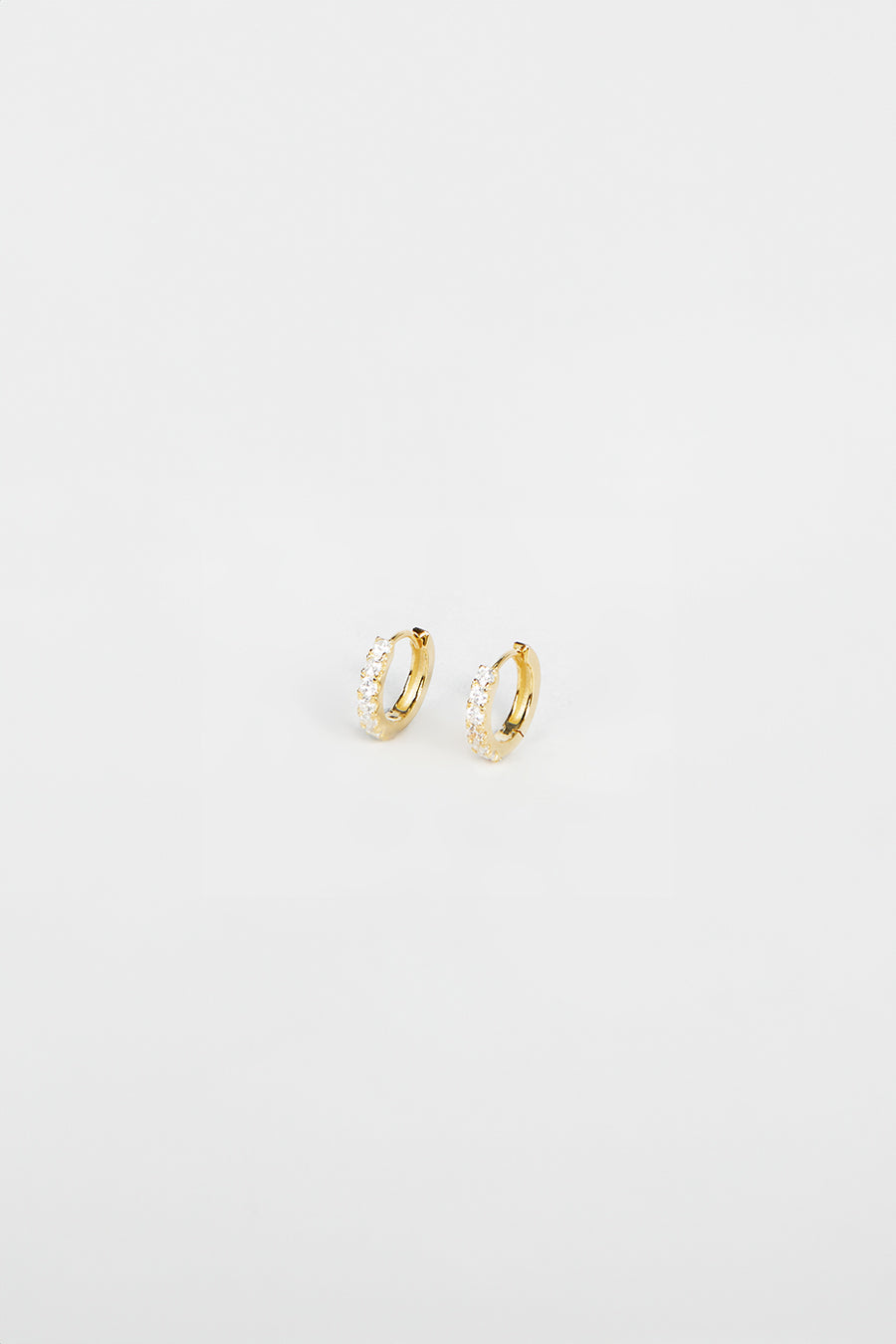 14k Gold Vermeil Huggie Earrings with Cubic Zirconia - Porter Angel