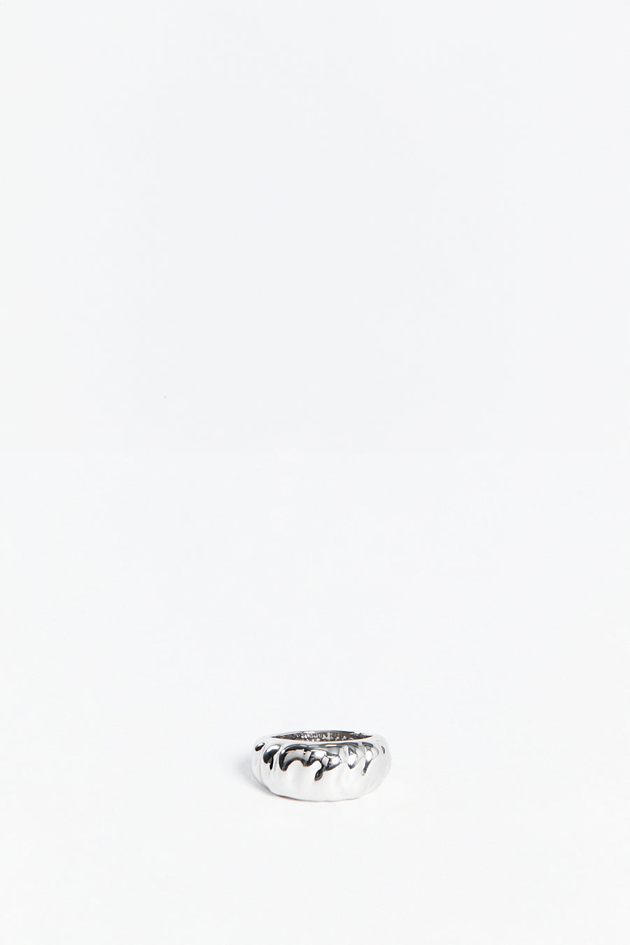 LUV AJ Hammered Silver Ring - Wide Ridged Textured Band
