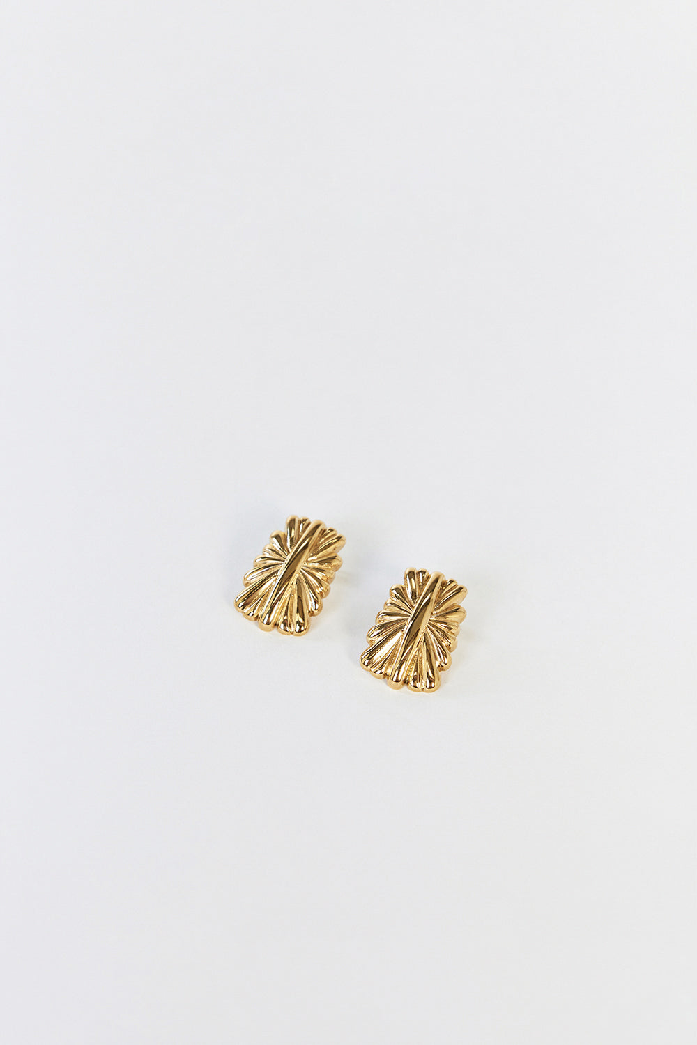 Lena Gold Abstract Rectangle Earrings – 18k Gold Plated