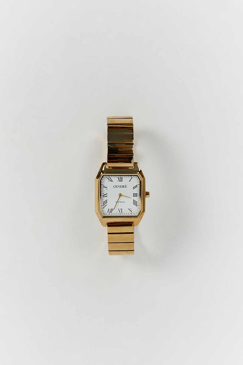 Cendre Dillon White & Gold Octagonal Watch – 18k Gold Plated