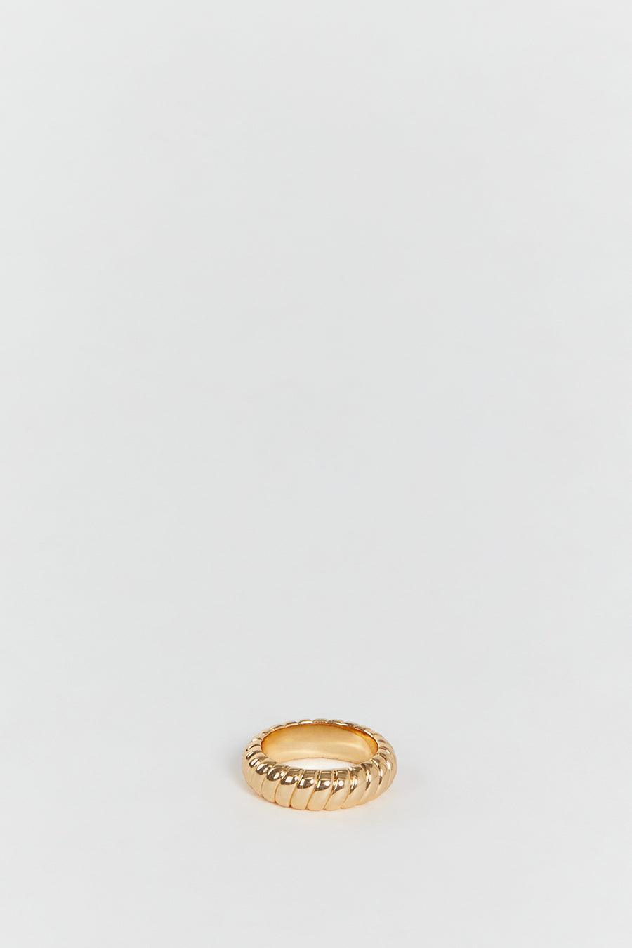 LUV AJ Ridged Marbella Gold Ring – 18k Gold Plated Band