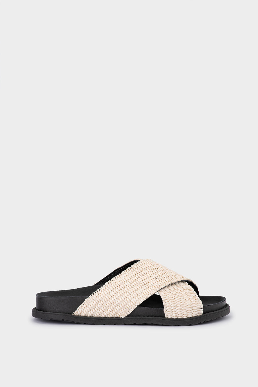 DOF Studios Isla Raffia Leather Sandals in Latte
