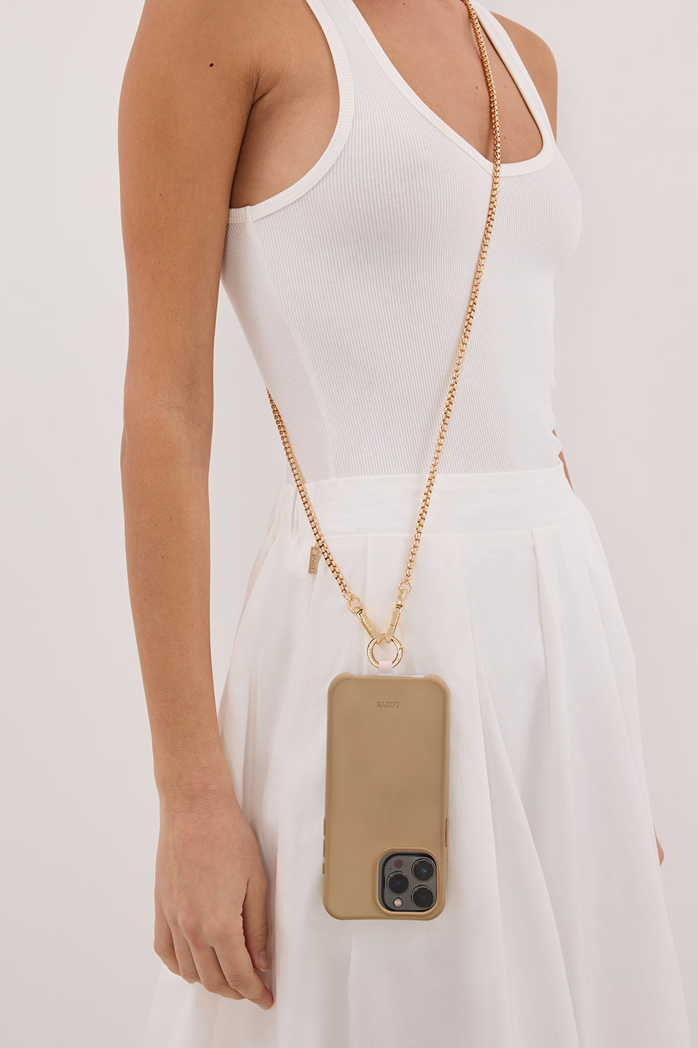 Louve Collection Gold Gaia Phone Crossbody Chain