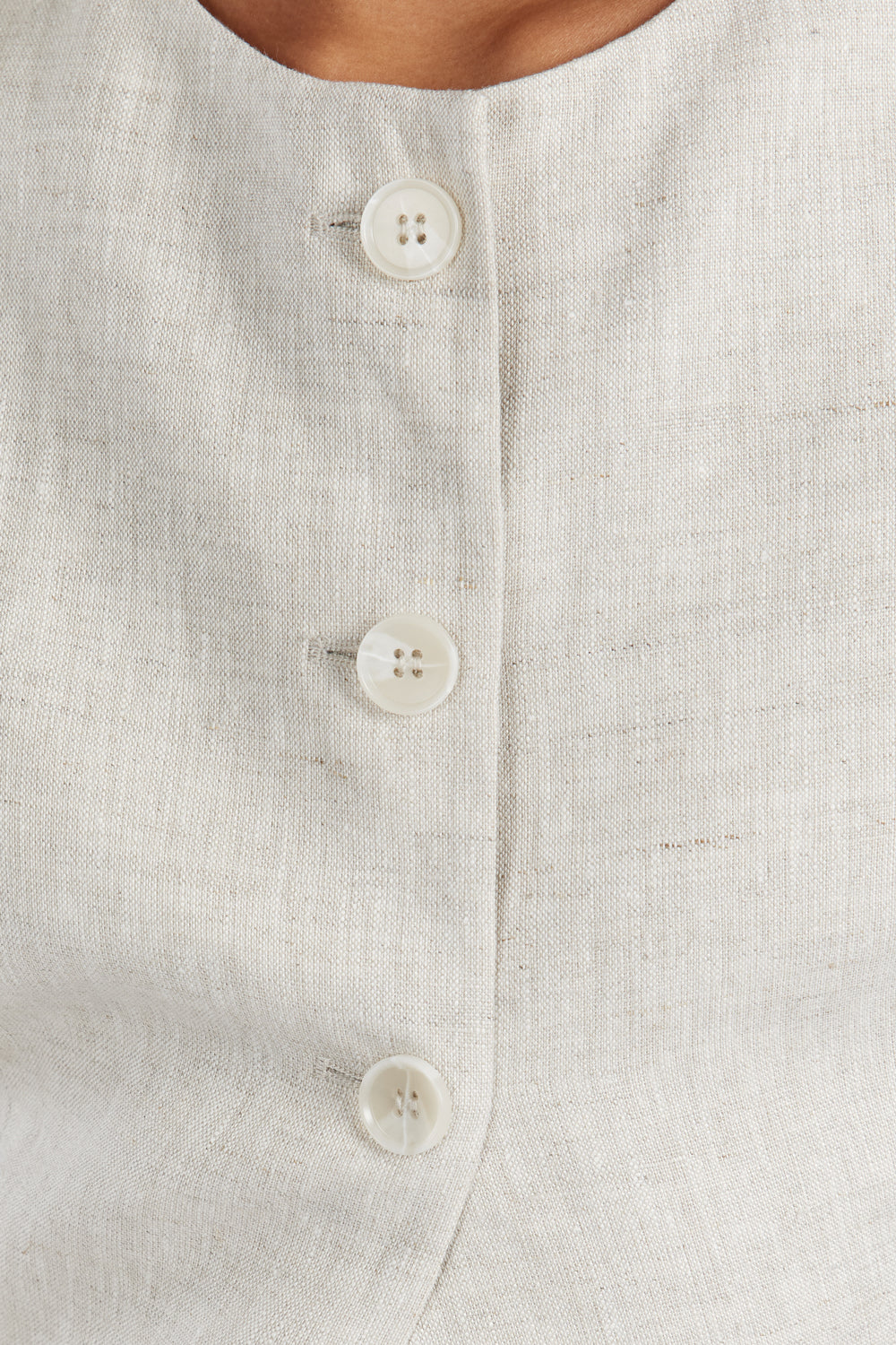Alessia Linen Vest for Women - Adjustable Waist Tie & Button Front
