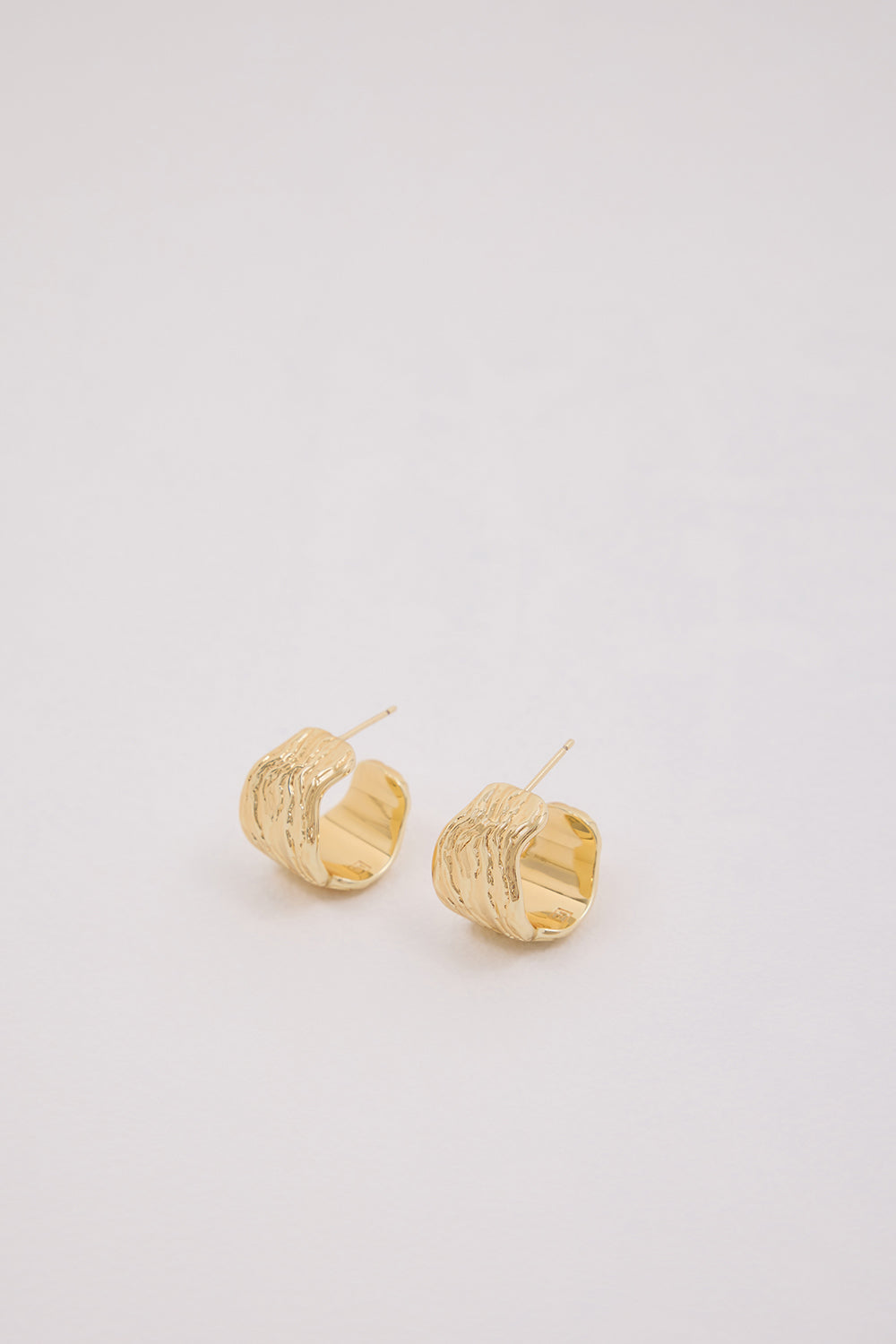 Gold Hoop Earrings with Oyster Shell Texture – F+H Handcrafted