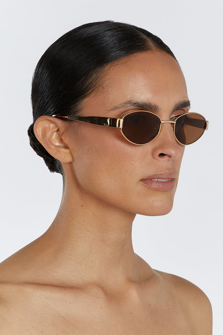 Luv Lou Boston Gold Cat Eye Sunglasses – Brown Lens, UV Protection