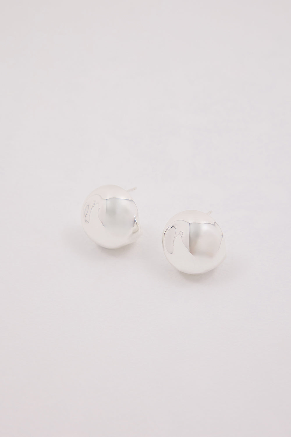 Silver Hammered Ball Stud Earrings – Statement Jewelry