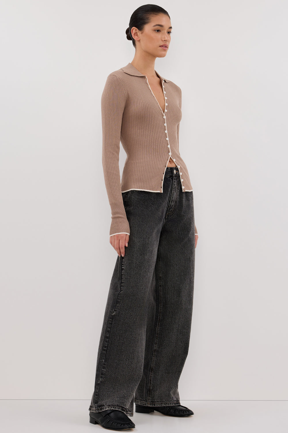 Leonie Polo Knit Top - Long Sleeve Form Fitting Women's Shirt