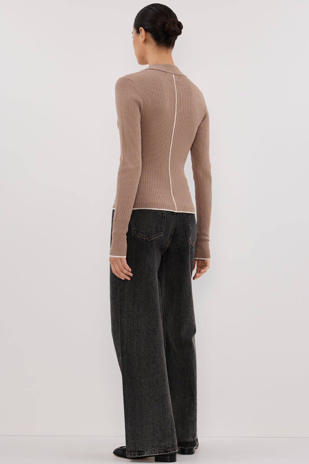 Leonie Polo Knit Top - Long Sleeve Form Fitting Women's Shirt