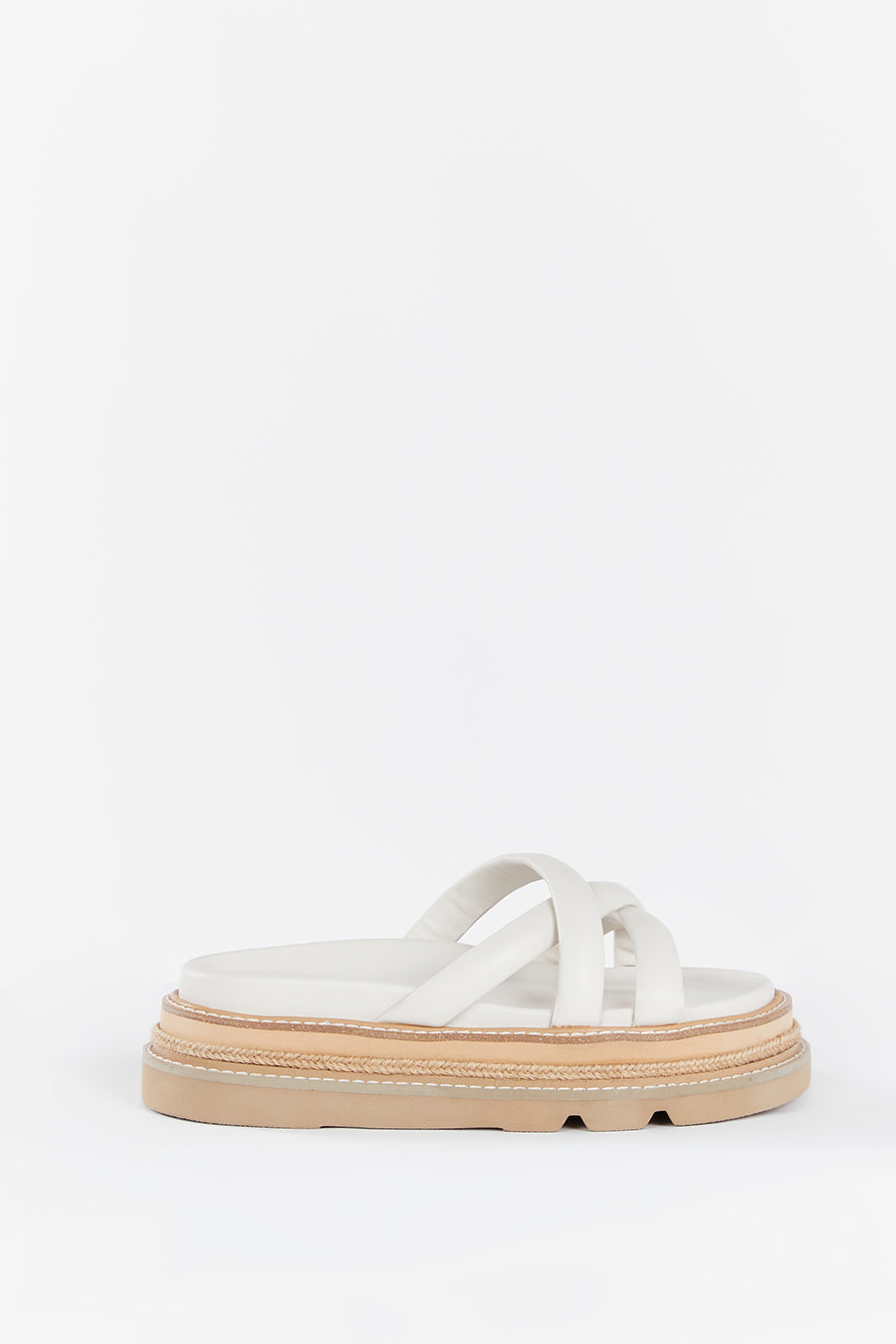 Alias Mae Verity Leather Flatform Sandals with Raffia Detail