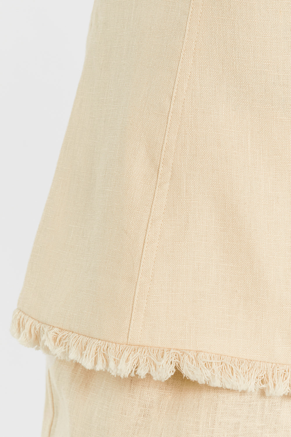 Zahara Strapless Linen Fringed Top with Back Zip
