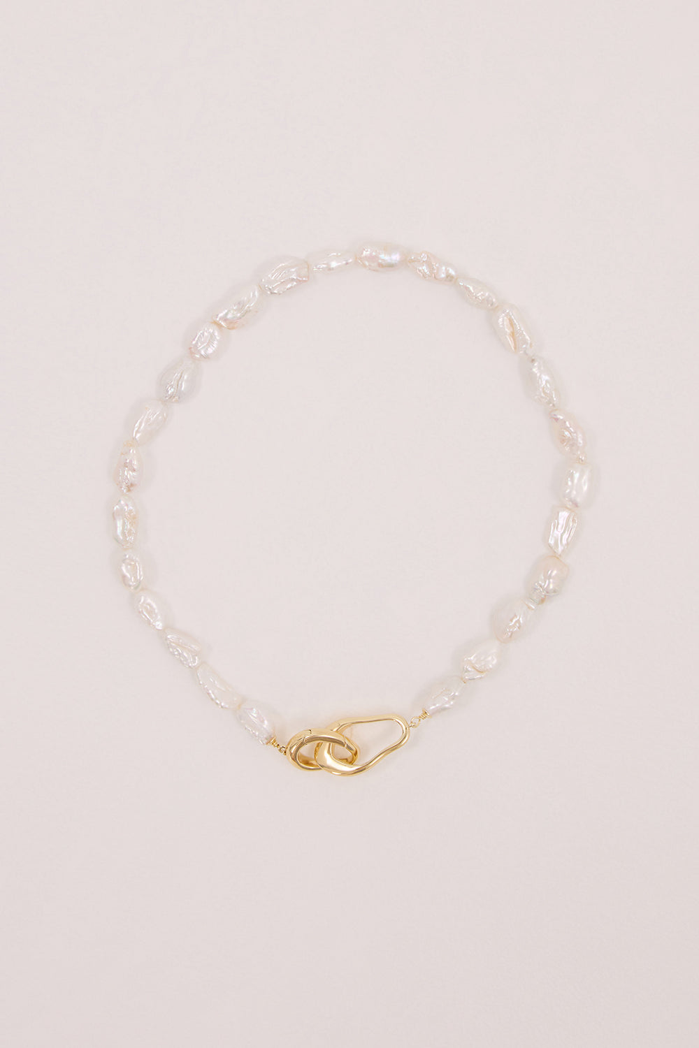 F+H Gold Freshwater Pearl Necklace with Organic Links