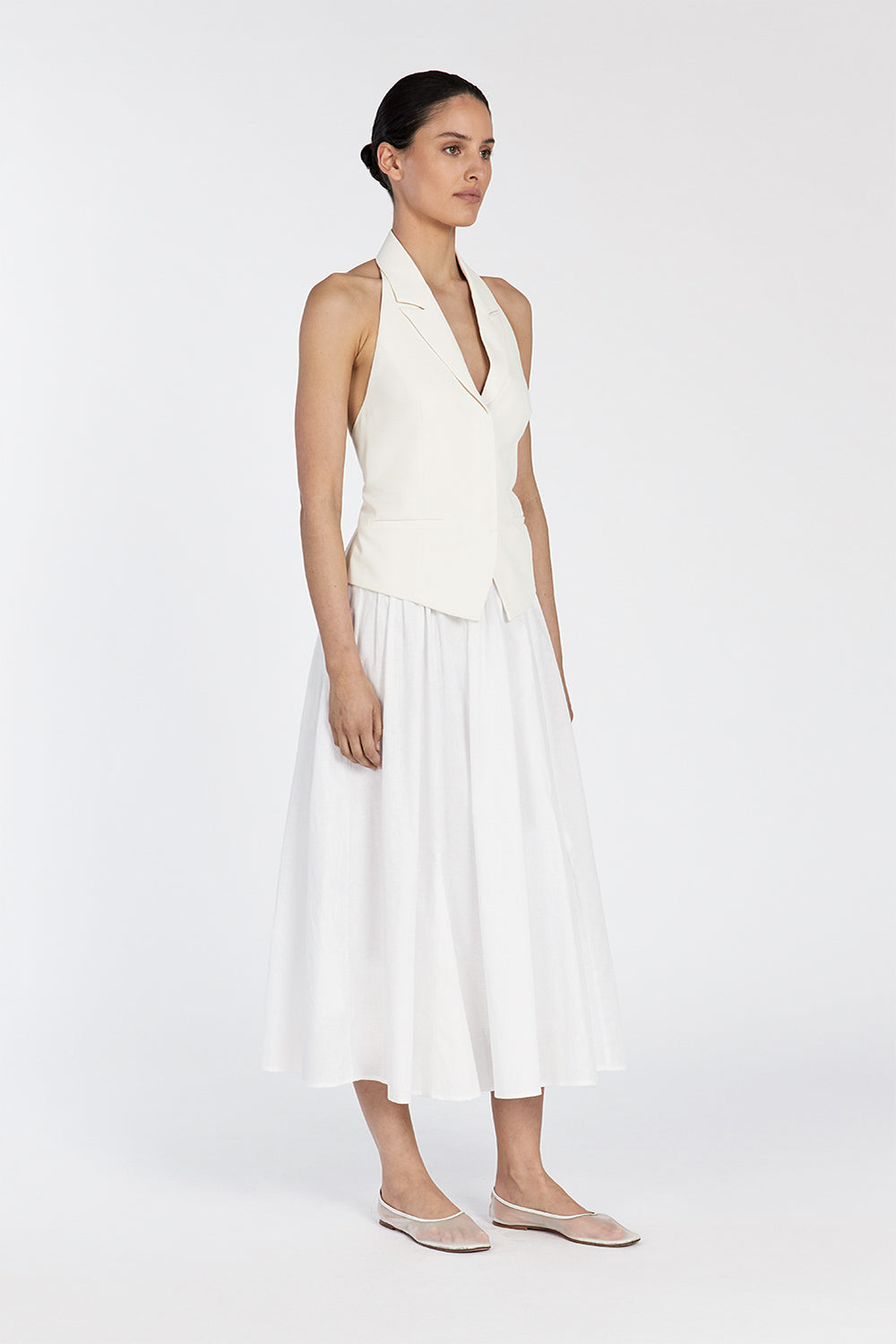 Liberty Cream Halter Vest Top - Slim Fit with Adjustable Back Ties