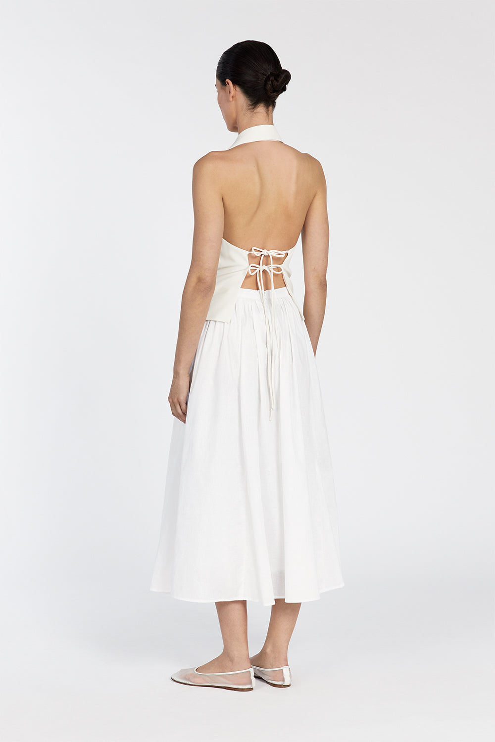 Liberty Cream Halter Vest Top - Slim Fit with Adjustable Back Ties