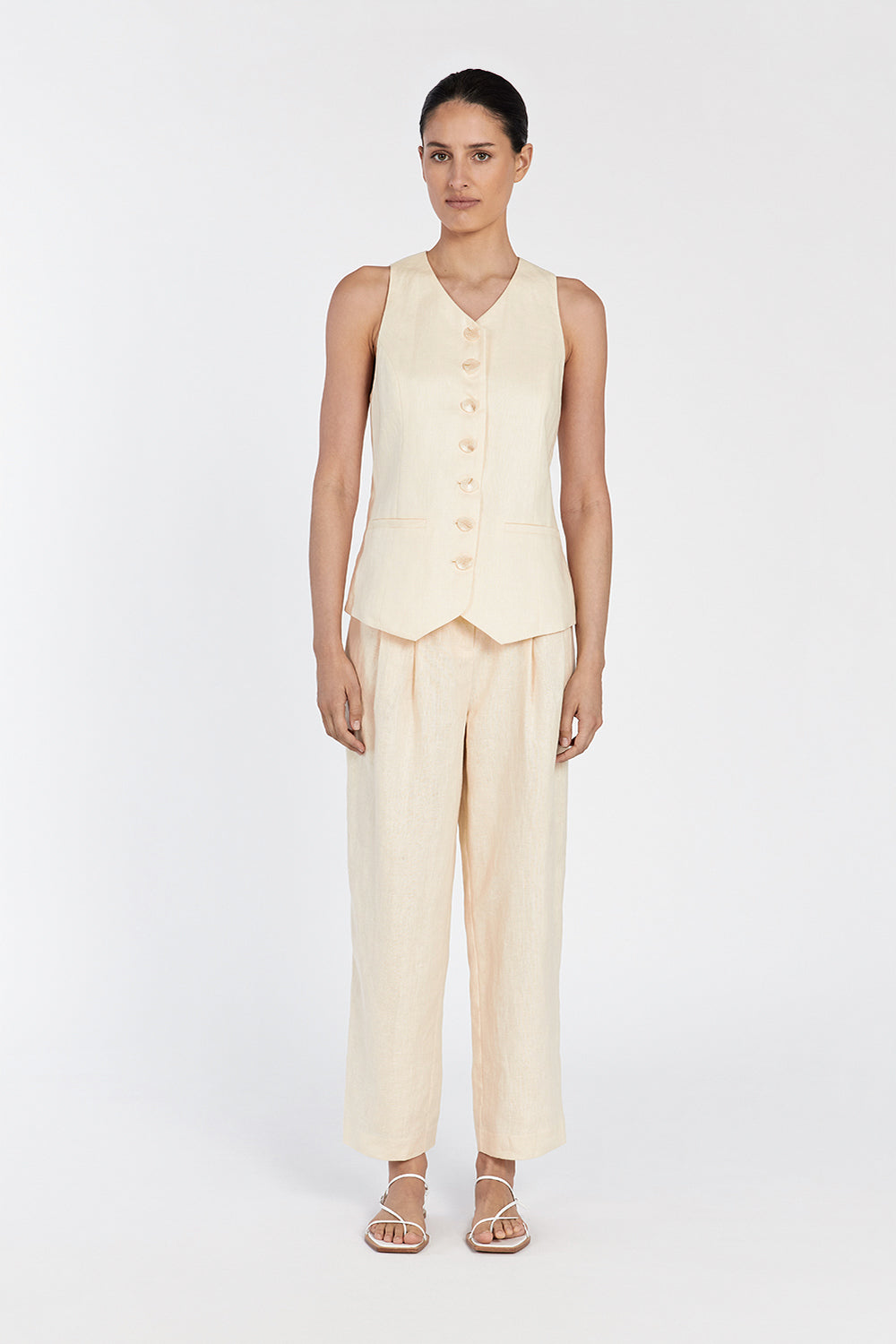 Billy Lemon High Waisted Linen Tapered Pants