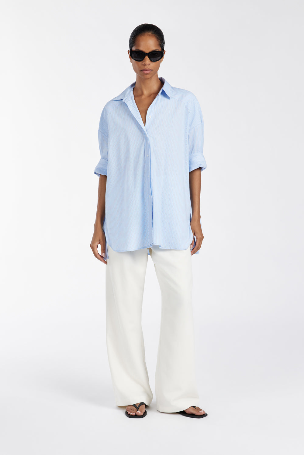 Archer Blue Striped Cotton Shirt - Relaxed Long Sleeve