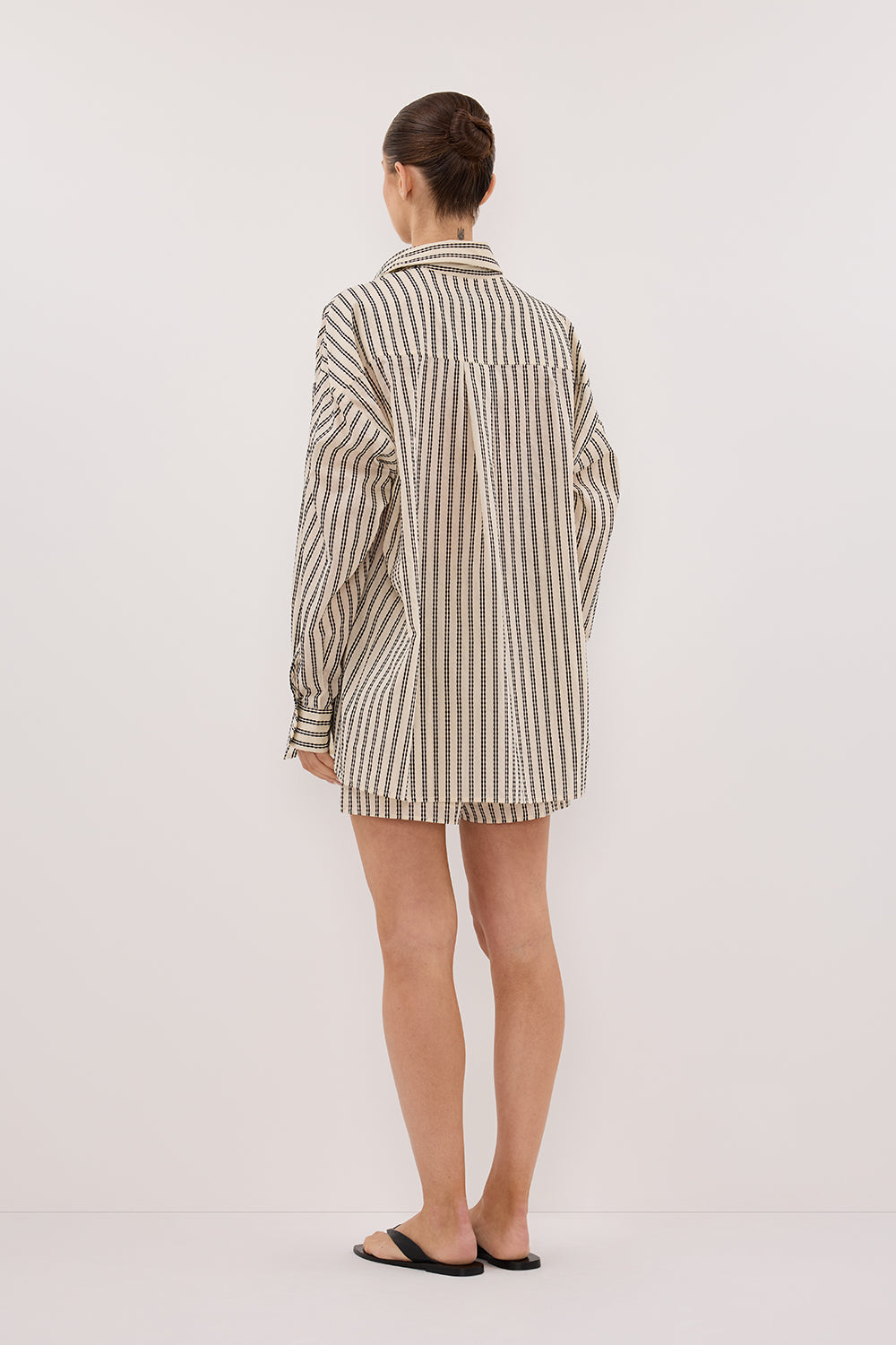Ellie Oversized Stripe Shirt - Long Sleeve Button-Up Top