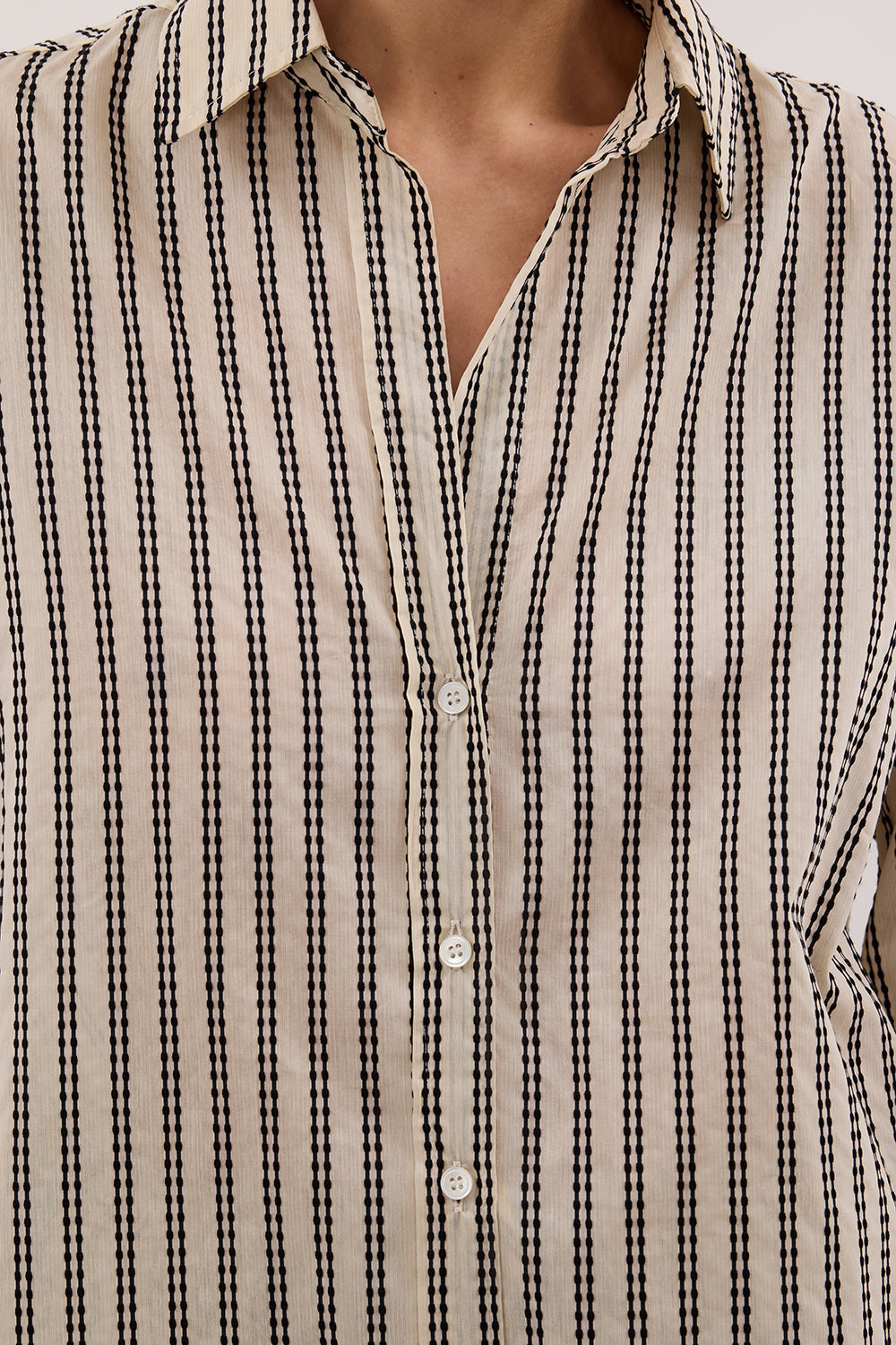 Ellie Oversized Stripe Shirt - Long Sleeve Button-Up Top