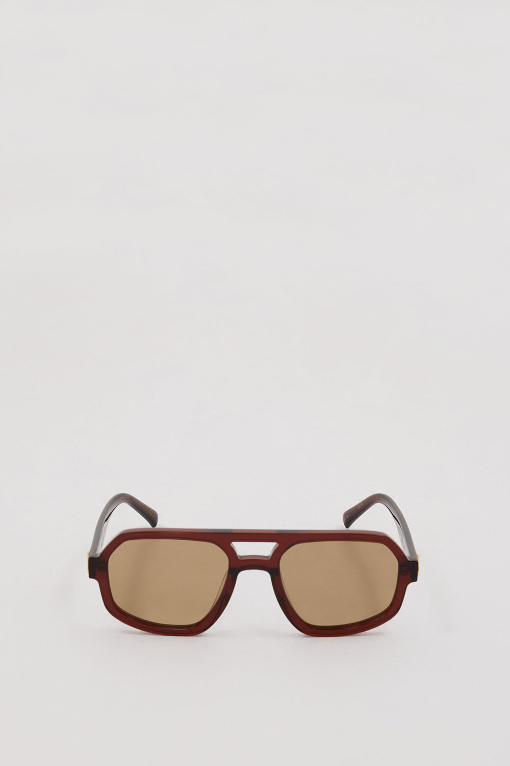 LUV LOU Banks Aviator Sunglasses with Brown Lenses & Gold Wire