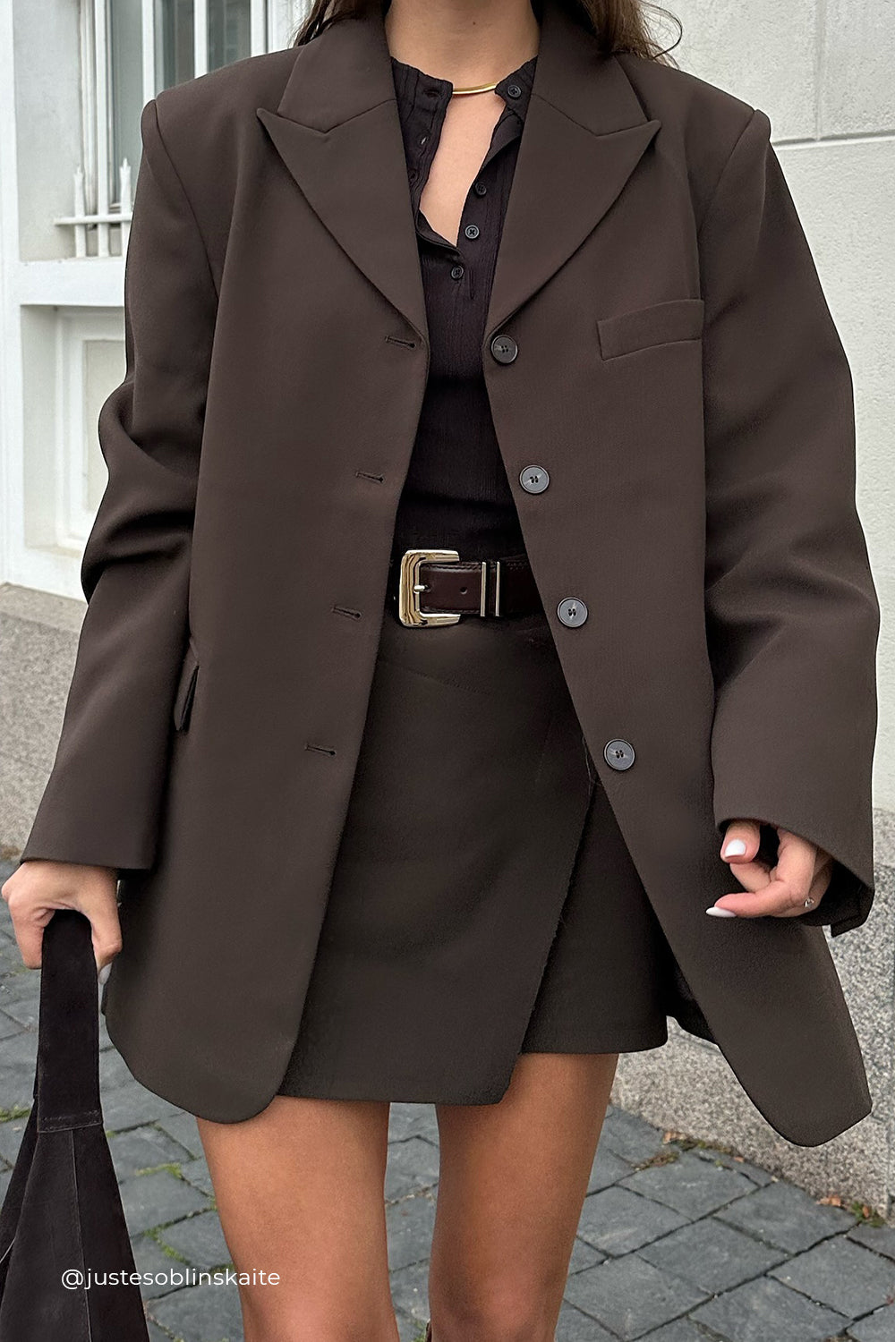 Julie Bitter Chocolate Tailored Skort with Concealed Shorts