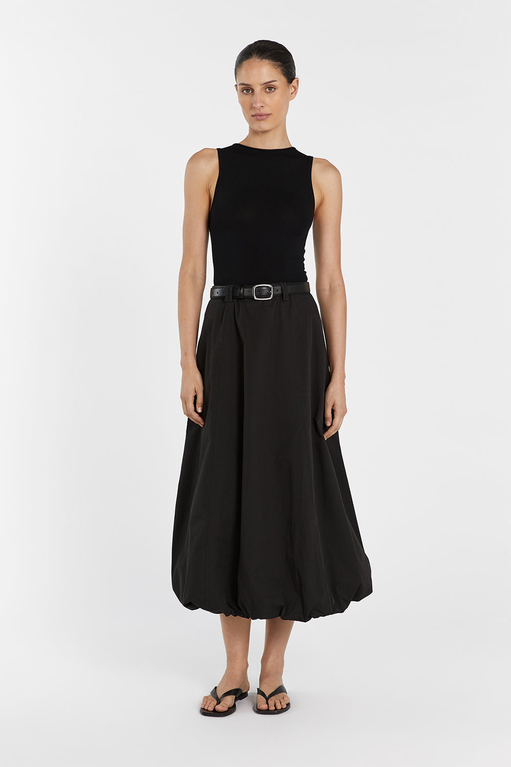 Ruby Black Boat Neck Sleeveless Knit Top - Form Fitting & Lightweight