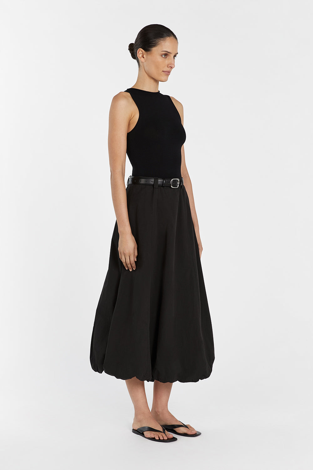 Ruby Black Boat Neck Sleeveless Knit Top - Form Fitting & Lightweight