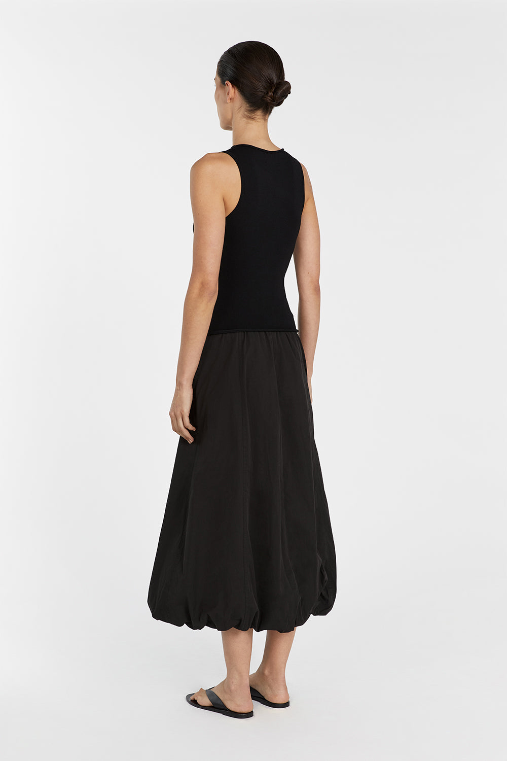 Ruby Black Boat Neck Sleeveless Knit Top - Form Fitting & Lightweight