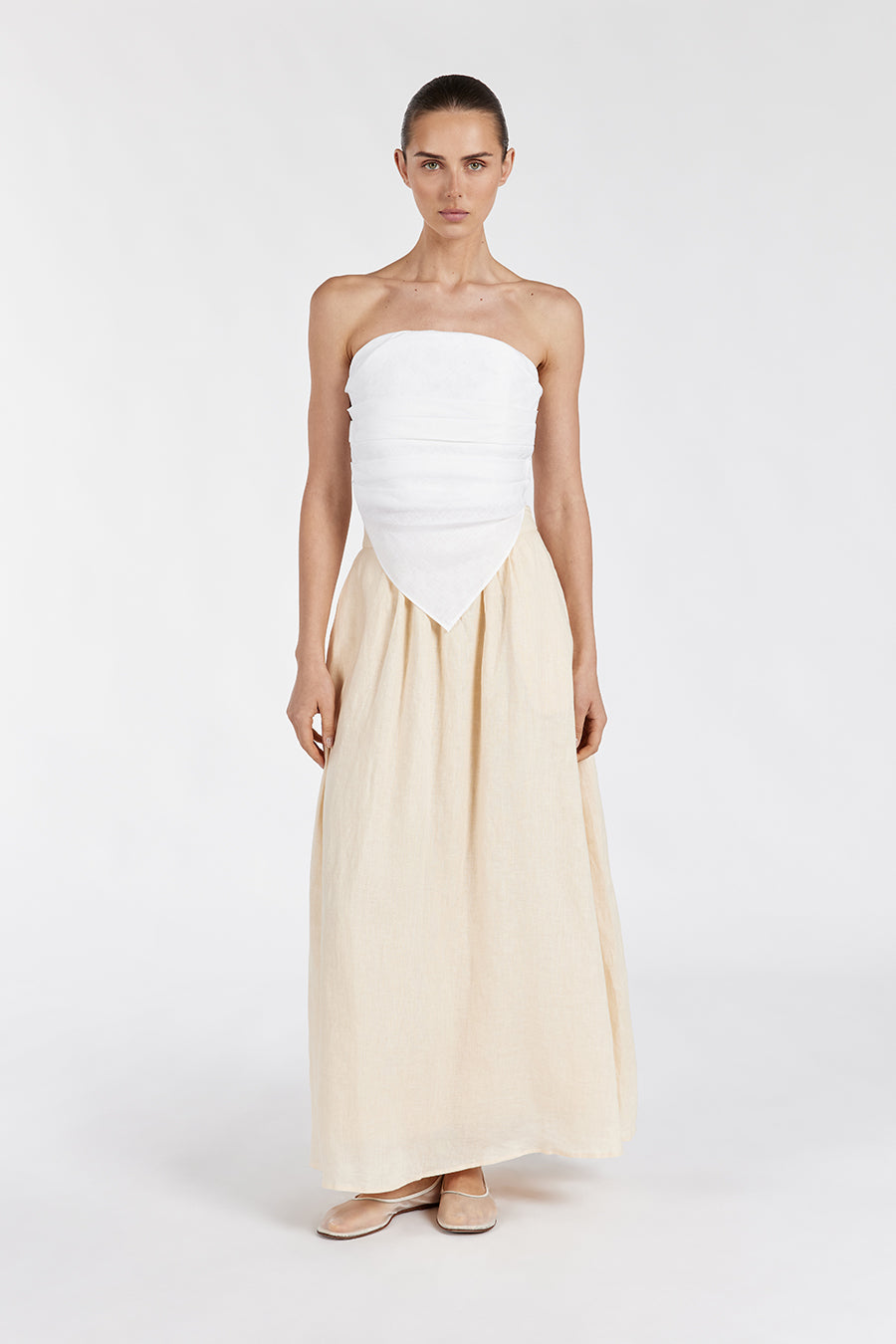 Gemima Lemon Linen Skirt with Pockets - Midi Circle Style