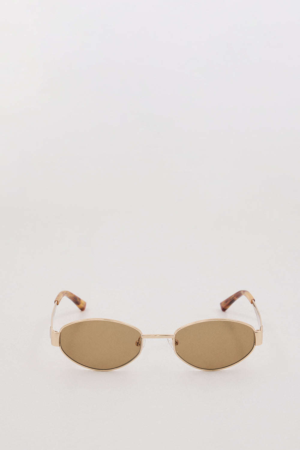 LUV LOU Gold Oval Sunglasses with Sage Lenses & UV Protection