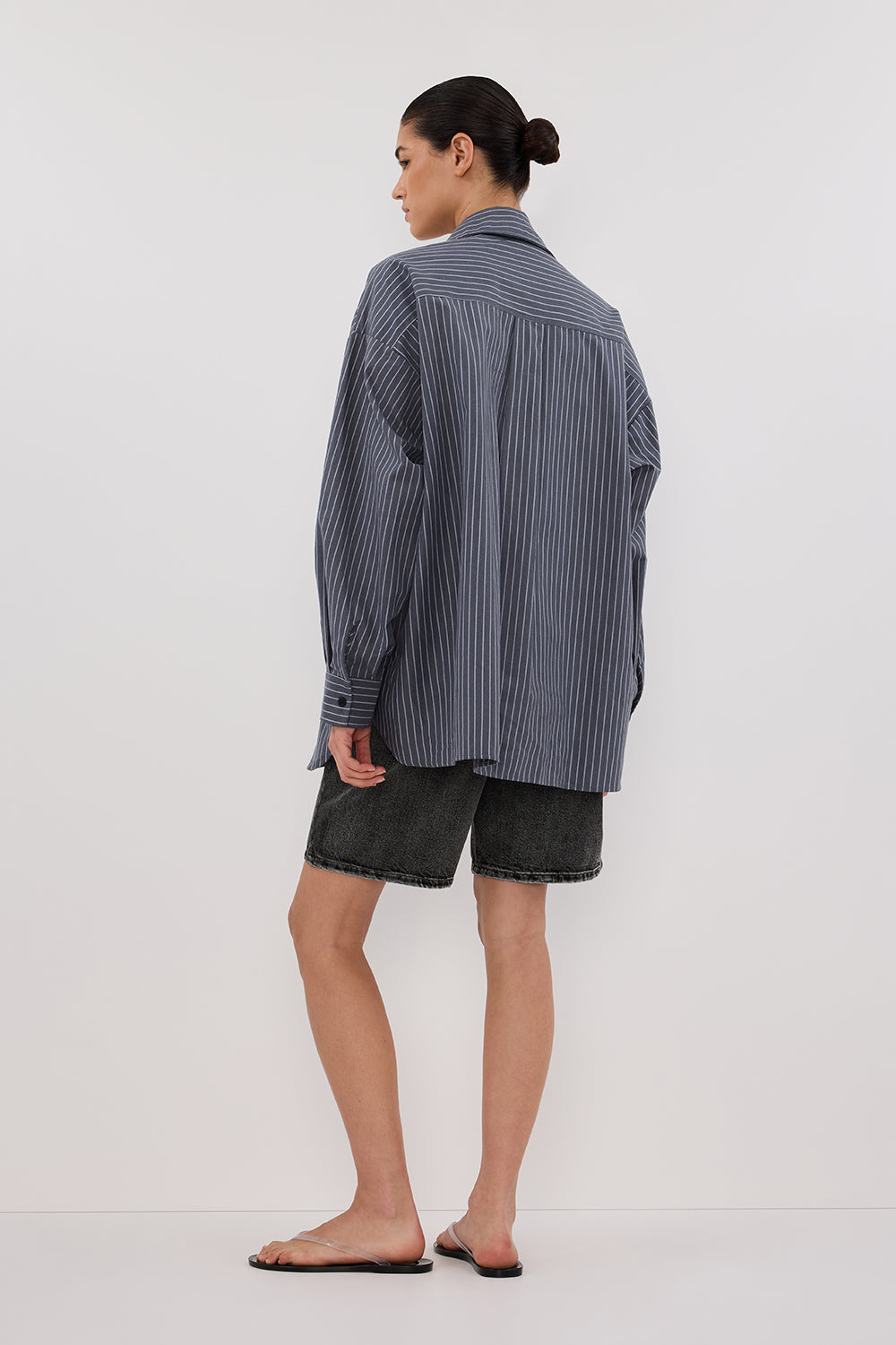 DISSH Mason Slate Stripe Oversized Button-Up Shirt